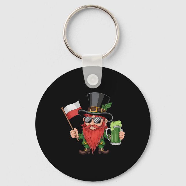 Rolig polsk St. Patrick's Day Polen flagga  Nyckelring (Framsida)