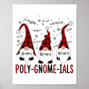 Rolig polynomräkning algebra Poly-gnome-ials Ma Poster