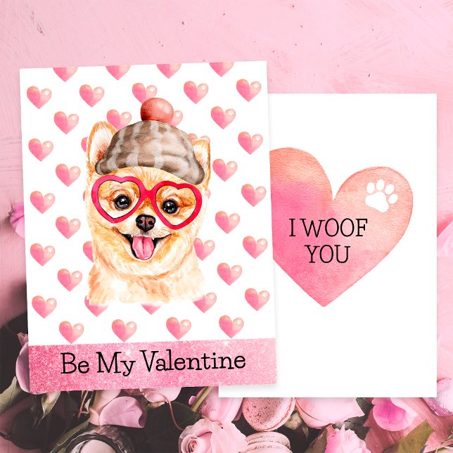 Rolig Pomeranian Jag Voffar Dig Hund Valentine's D Julkort (Skapare uppladdad)