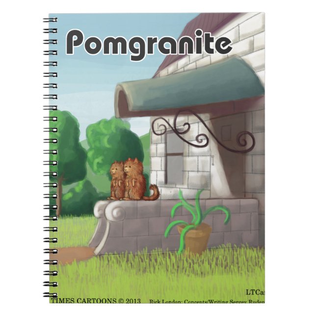 Rolig Pomeranian På Granit (Pomegranit) Anteckningsbok Med Spiral (Framsidan)
