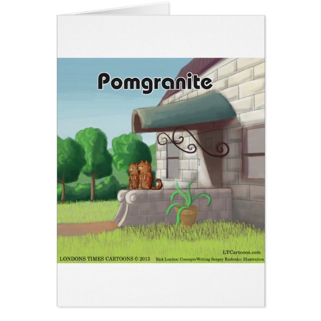Rolig Pomeranian På Granit (Pomegranit) Hälsningskort (Framsidan)
