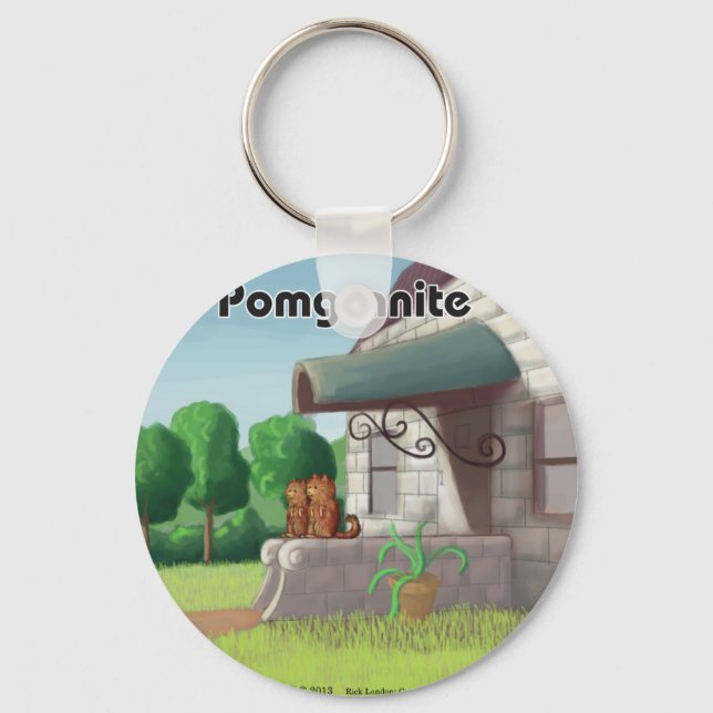 Rolig Pomeranian På Granit (Pomegranit) Nyckelring (Framsida)