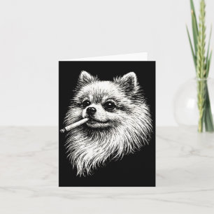 Rolig Pomeranian Rökande Meme Hund Kort