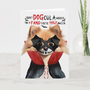 Rolig Pommeraner Hund DOGcula Halloween Helgkort