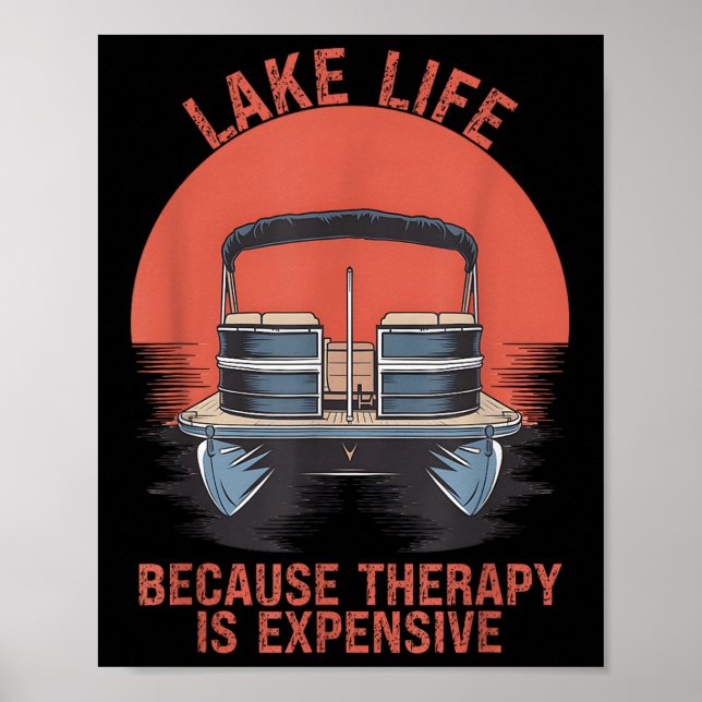 Rolig Ponton Älskare Båt Kapten Båttur Ponton _ Poster (Framsidan)
