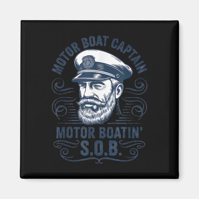 Rolig Pontonbåt Kapten Pappa Motorbåt Kapten  Magnet (Framsidan)
