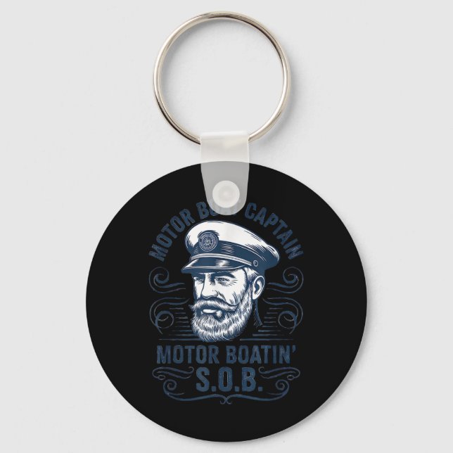 Rolig Pontonbåt Kapten Pappa Motorbåt Kapten  Nyckelring (Framsida)