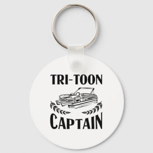 Rolig Pontonbåt Kapten Present Män Cool Tri-toon Nyckelring