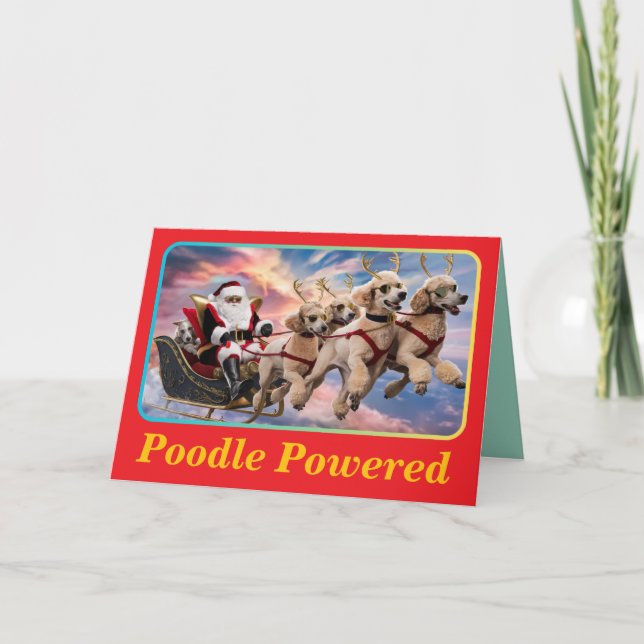 Rolig Poodle Jul Holiday Kort (Framsida)
