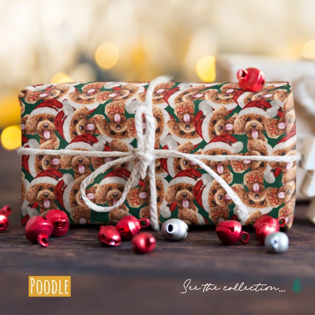 Rolig Poodle Julmönster Presentpapper (Skapare uppladdad)
