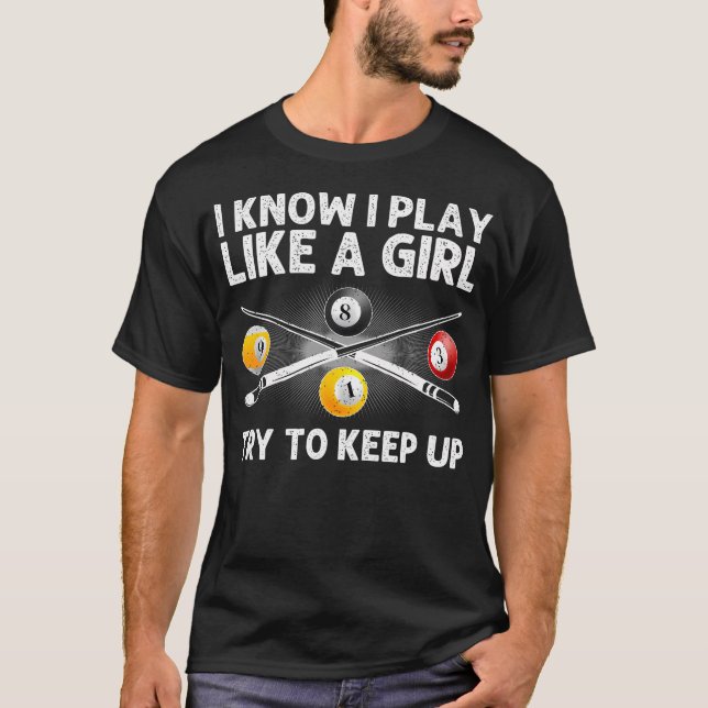 Rolig pool design för kvinnor Flicka Biljard Pool  T Shirt (Framsida)