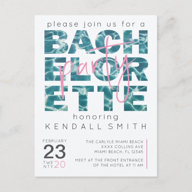 Rolig pool och tropisk tema möhippa vykort (Framsida)