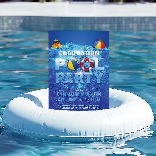 Rolig Poolparty Examen Inbjudningar (Skapare uppladdad)