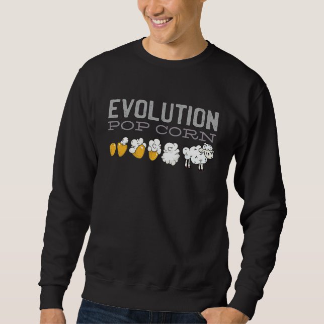 Rolig Popcorn Evolution Får Lång Ärmad Tröja (Framsida)