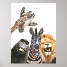 Rolig porträtt av djungeldjurvänner poster