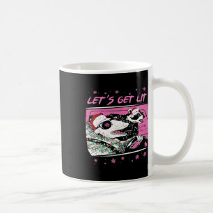 Rolig Possum Tvättbjörn Låt Oss Få Sopor Gata Rosa Kaffemugg