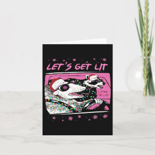 Rolig Possum Tvättbjörn Låt Oss Få Sopor Gata Rosa Kort
