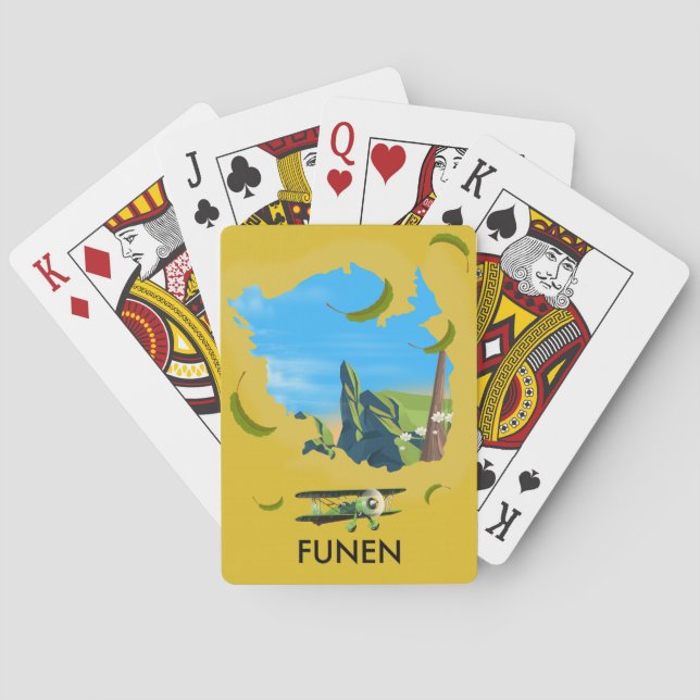 Rolig poster för karta över Fyn, Danmark för resor Casinokort (Baksidan)