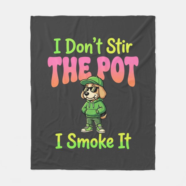 Rolig Pot Rökande Hund Stoner Fleecefilt (Framsidan)