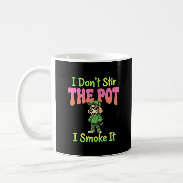 Rolig Pot Rökande Hund Stoner Kaffemugg (Vänster)