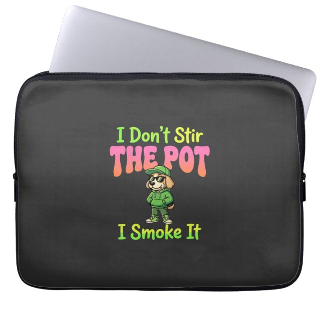 Rolig Pot Rökande Hund Stoner Laptop Fodral (Framsidan)