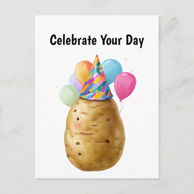 Rolig potatis födelsedagspresent potatis vykort (Framsida)