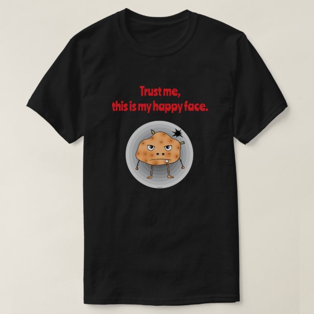Rolig Potatis Glad Ansikte T Shirt (Design framsida)