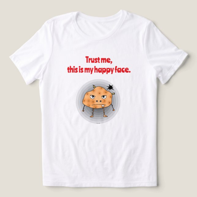 Rolig Potatis Glad Ansikte T Shirt (Design Framsida)