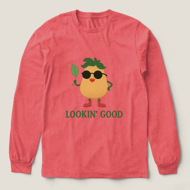 Rolig Potatis Kvinnors Långärmad Tröja (Design framsida)