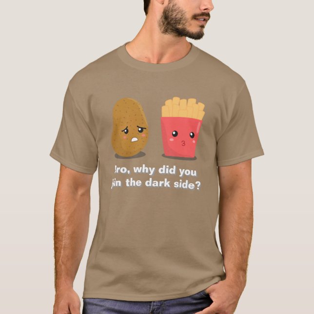 Rolig Potatis och Pommes frites och den mörka sida Tröja (Framsida)