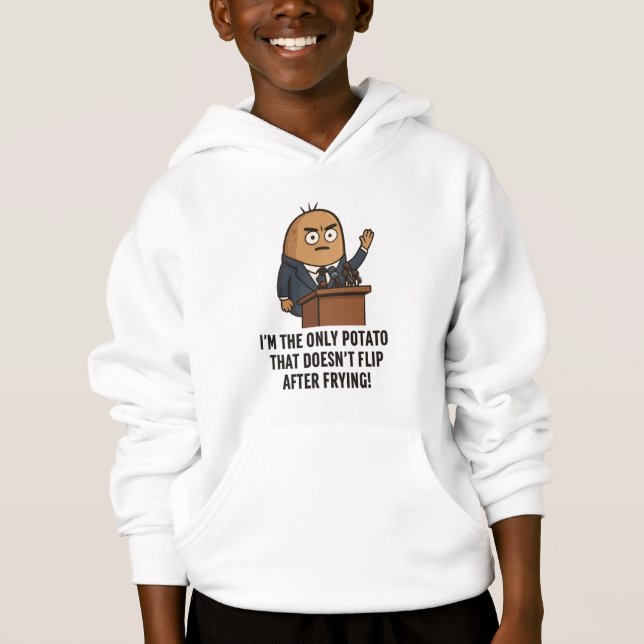 "Rolig Potatis Presskonferens – Politisk Humor C T Shirt (Framsida)