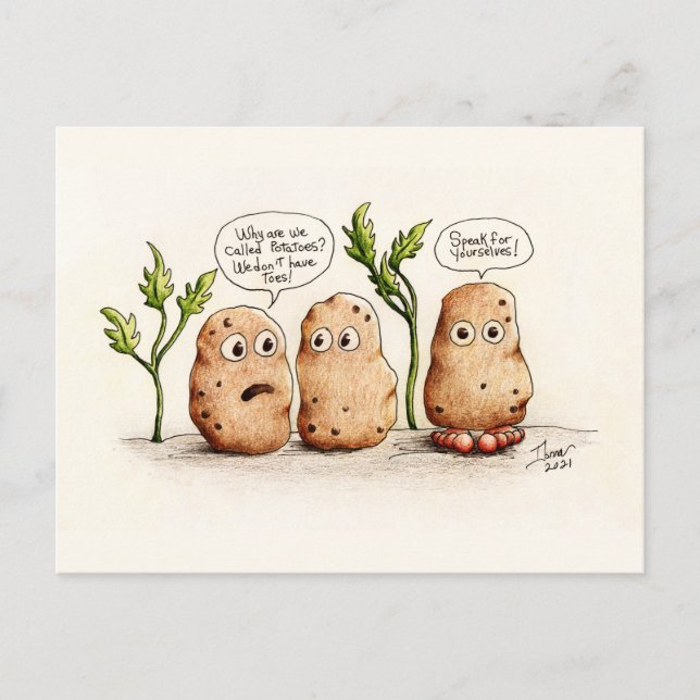 Rolig Potatis Pun Postkort Vykort (Framsida)