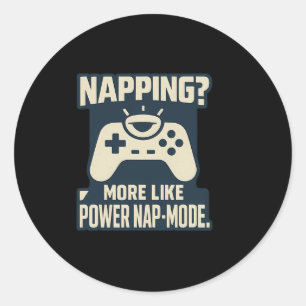 Rolig Power Nap-läge Spelare Grafiskt Tryck  Runt Klistermärke