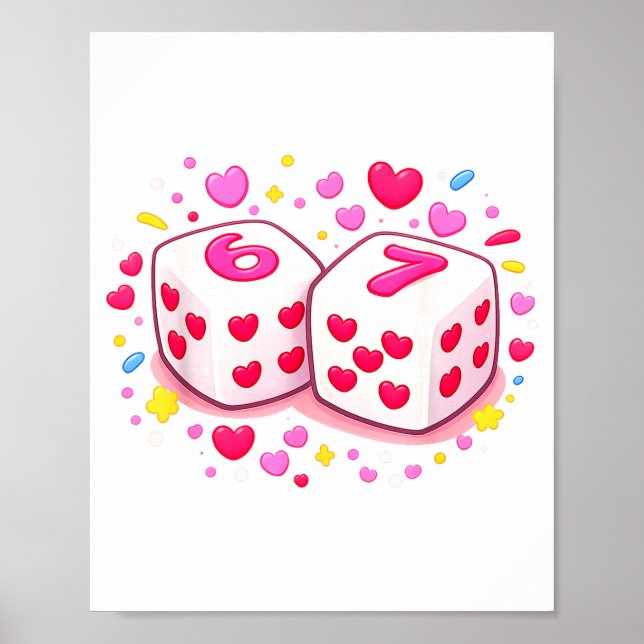 Rolig Preppy 67 Alla Hjärtans Dag Sex Sju Tärninga Poster (Framsidan)