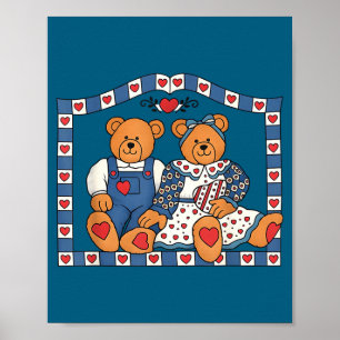 Rolig Preppy 90-tals Ram Teddybjörn Poster