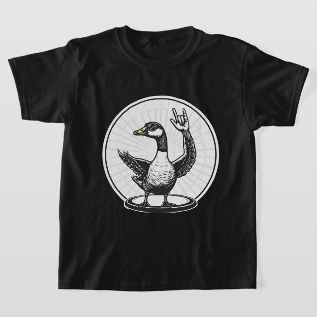 Rolig present med djurmusik | Cool Goose Rockdance T Shirt (Laydown)