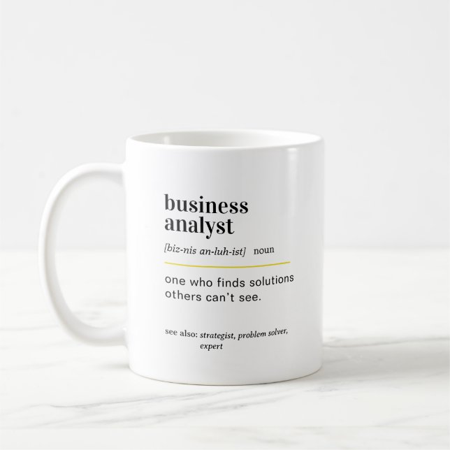 Rolig present till affärsanalytiker med definition kaffemugg (Vänster)