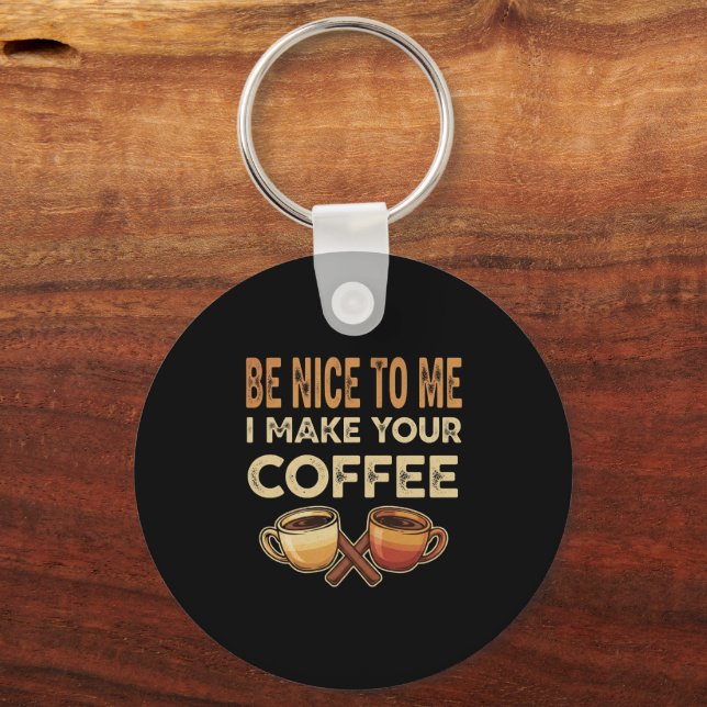 Rolig present till barista och kaffefantast nyckelring (Framsida)