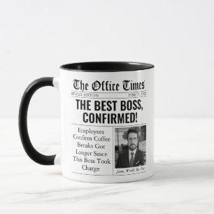 Rolig present till bästa chefen - anpassad tidning mugg