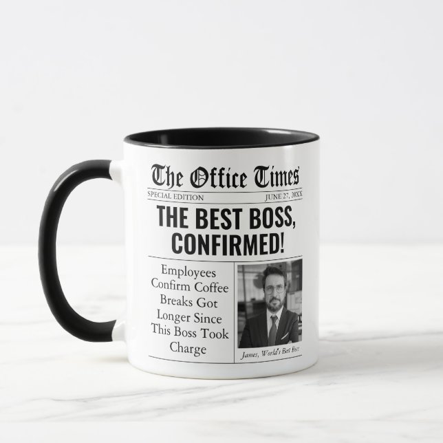 Rolig present till bästa chefen - anpassad tidning mugg (Vänster)