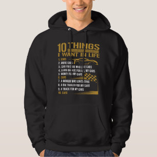 Rolig present till bilälskare - Tio saker jag vill Hoodie