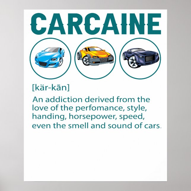 Rolig present till bilkillen - CARCAINE Definition Poster (Framsidan)