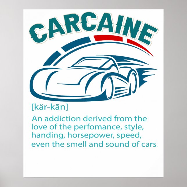 Rolig present till bilkillen - CARCAINE Definition Poster (Framsidan)