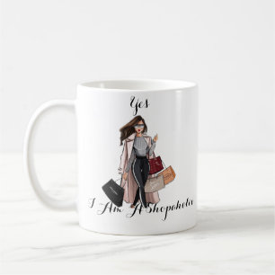 Rolig present till henne, Shopaholic-presentmugg, Kaffemugg