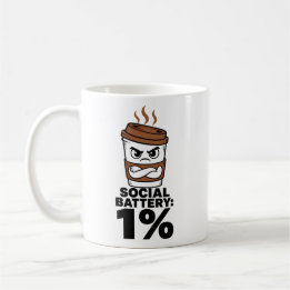 Rolig present till introvert - Socialt Batteri 1% Kaffemugg