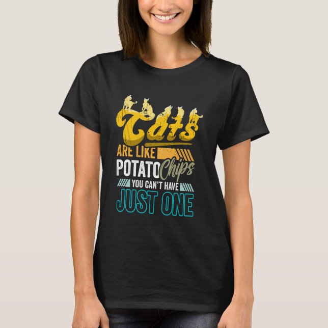 Rolig present till kattälskare Katter gillar potat T Shirt (Framsida)