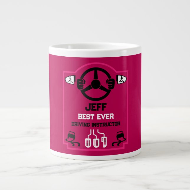 Rolig present till körinstruktör jumbo mugg (Framsidan)