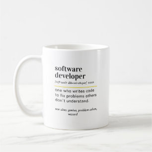 Rolig present till mjukvaruutvecklare med definiti kaffemugg