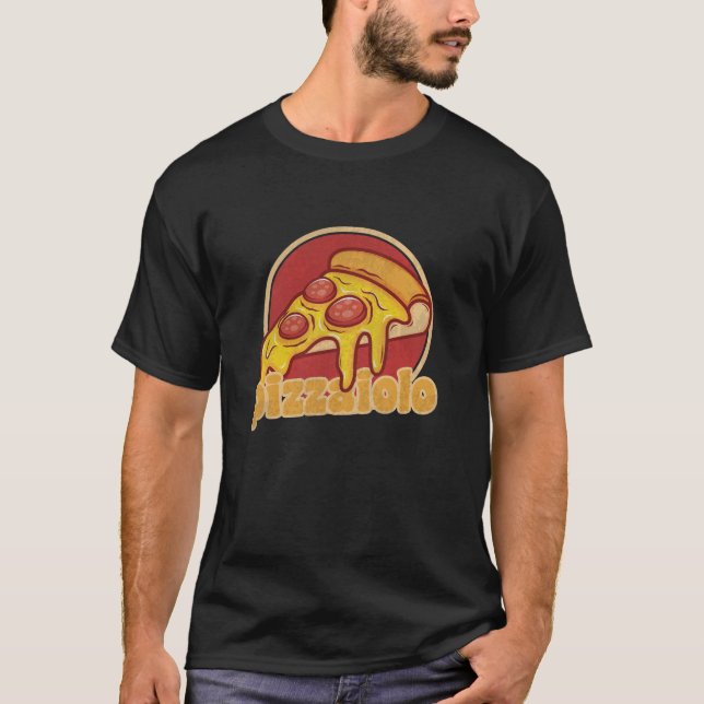 rolig present till pizzabagare pizzaillustration t shirt (Framsida)