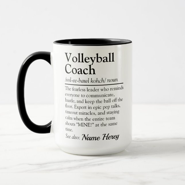 Rolig present till volleybolltränare med eget namn mugg (Vänster)